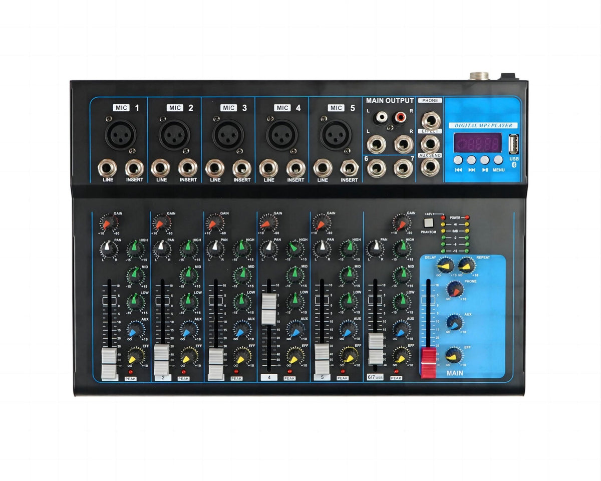 F7-USB mixer Kenya — 7-channel analog mixer with USB and Bluetooth