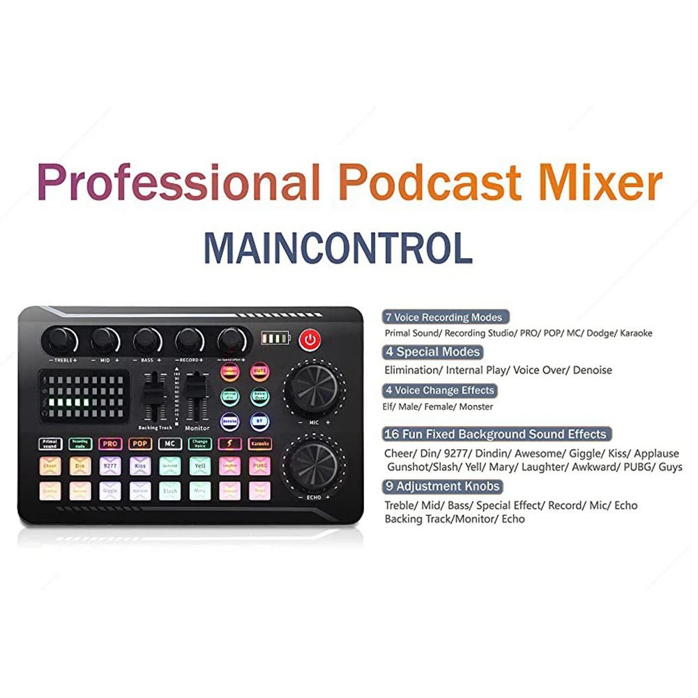 F998 Sound Card Professional Bluetooth - Compatible Studio Record Mixer – Audio Mixing Console Amplifier for Phone, PC, Live Music, and More - ZAMAR AUDIO SOLUTIONS