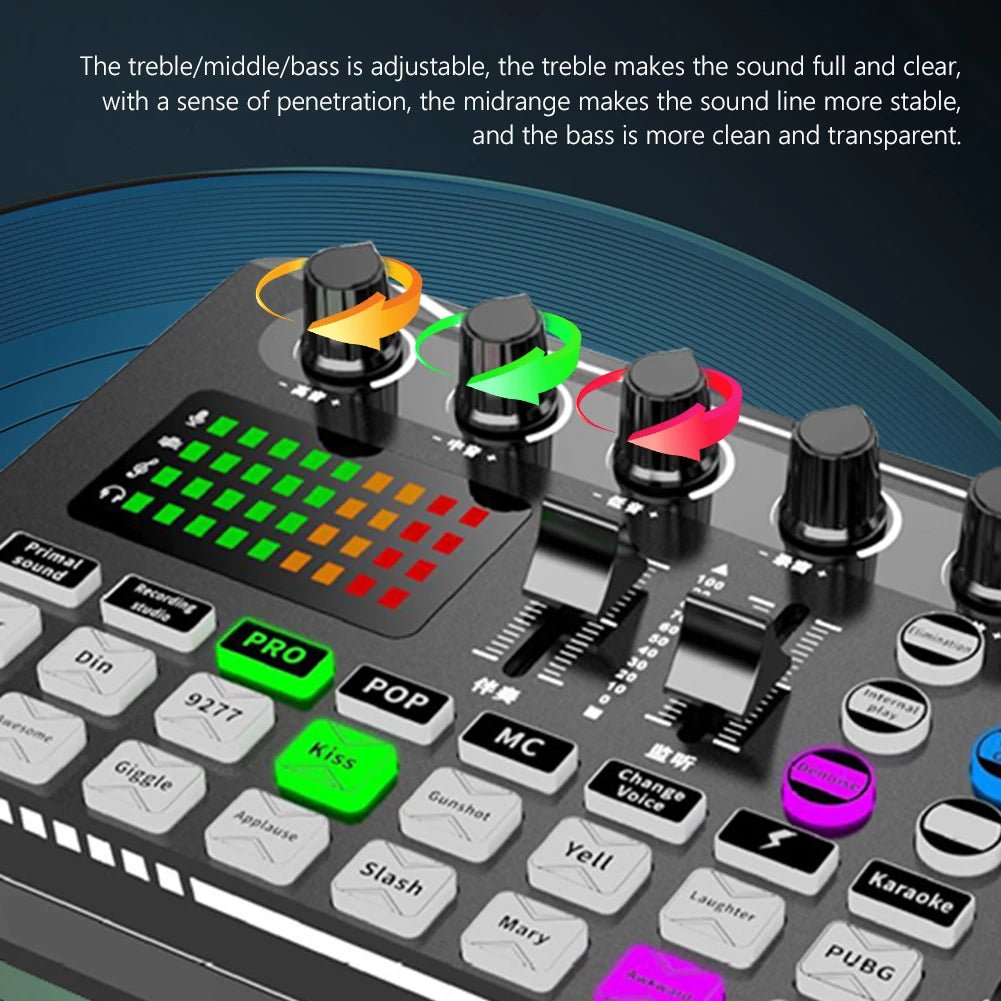 F998 Sound Card Professional Bluetooth - Compatible Studio Record Mixer – Audio Mixing Console Amplifier for Phone, PC, Live Music, and More - ZAMAR AUDIO SOLUTIONS