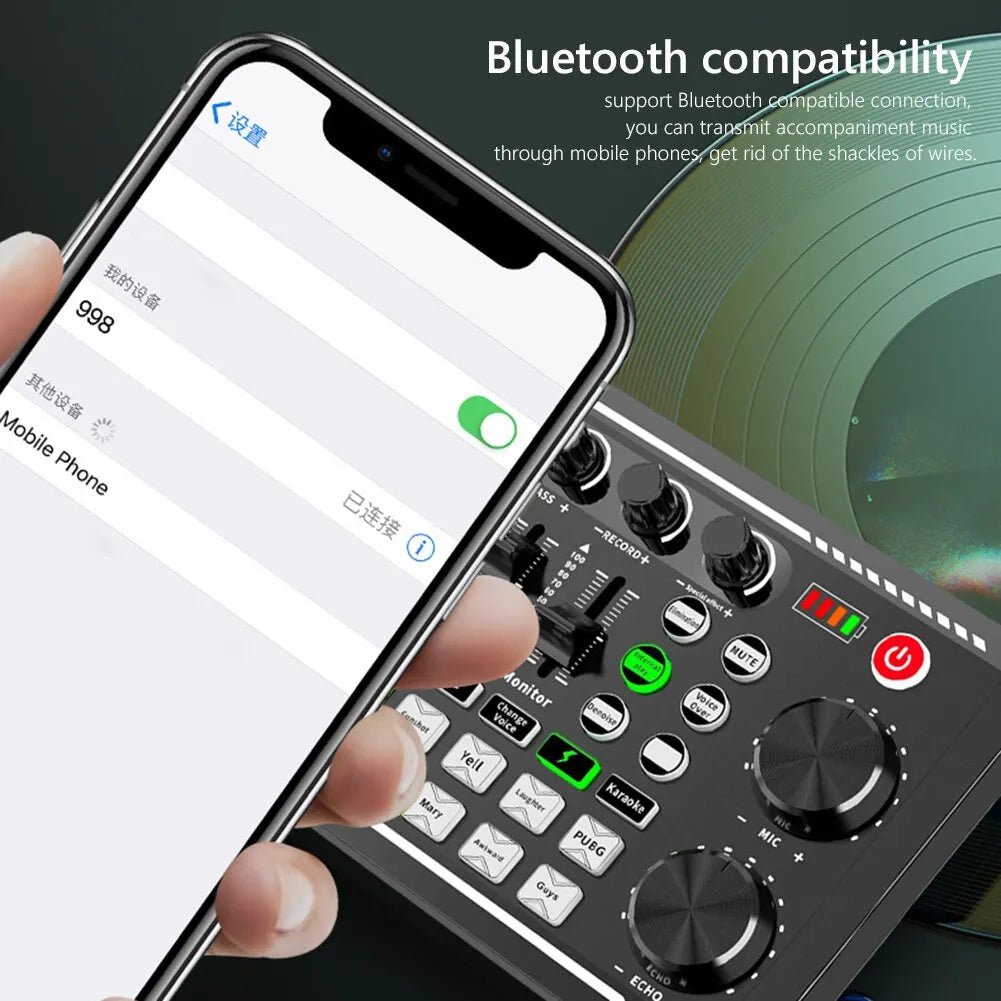 F998 Sound Card Professional Bluetooth - Compatible Studio Record Mixer – Audio Mixing Console Amplifier for Phone, PC, Live Music, and More - ZAMAR AUDIO SOLUTIONS