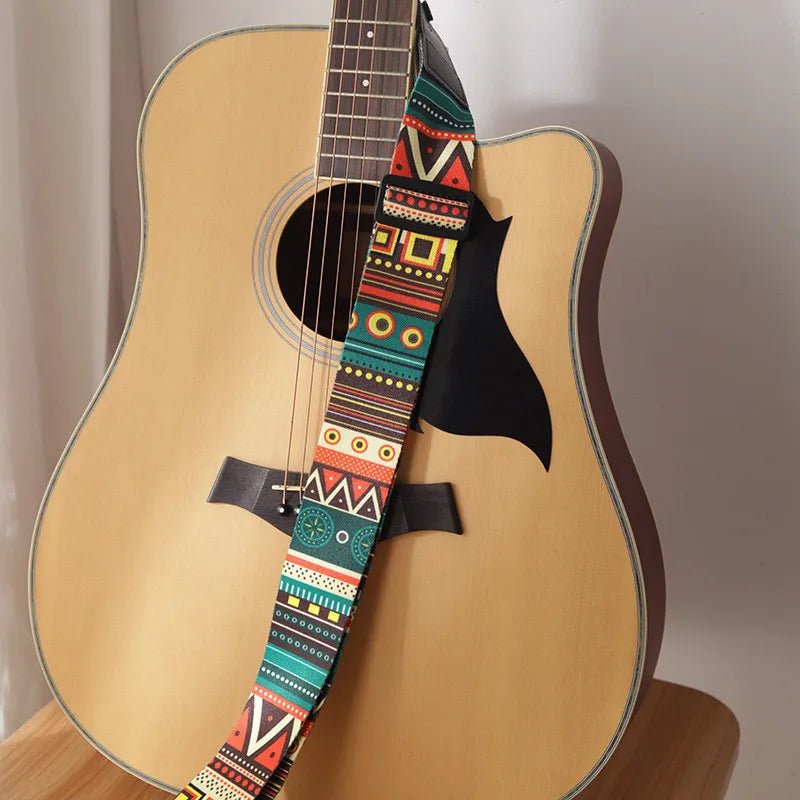 Fashion Retro Ethnic Style Guitar Strap – Adjustable Leather Strap for Folk Guitar, Electric Guitar, Bass, Ukulele - ZAMAR AUDIO SOLUTIONS