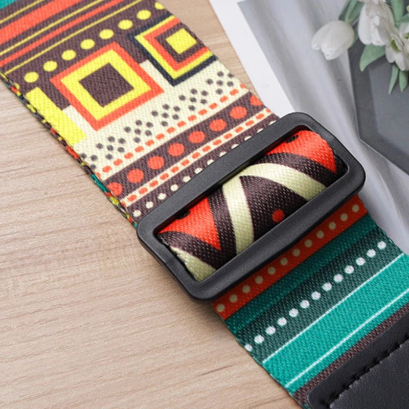 Fashion Retro Ethnic Style Guitar Strap – Adjustable Leather Strap for Folk Guitar, Electric Guitar, Bass, Ukulele - ZAMAR AUDIO SOLUTIONS