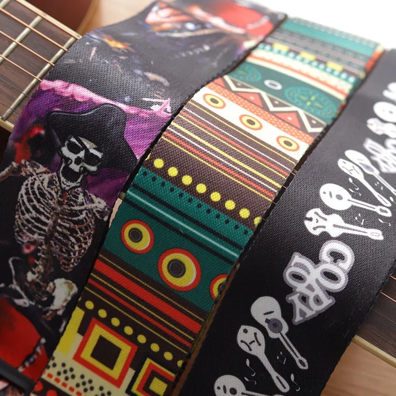 Fashion Retro Ethnic Style Guitar Strap – Adjustable Leather Strap for Folk Guitar, Electric Guitar, Bass, Ukulele - ZAMAR AUDIO SOLUTIONS