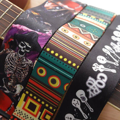 Fashion Retro Ethnic Style Guitar Strap – Adjustable Leather Strap for Folk Guitar, Electric Guitar, Bass, Ukulele - ZAMAR AUDIO SOLUTIONS