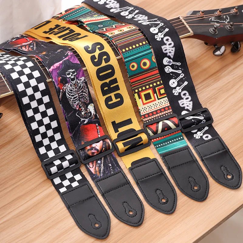 Fashion Retro Ethnic Style Guitar Strap – Adjustable Leather Strap for Folk Guitar, Electric Guitar, Bass, Ukulele - ZAMAR AUDIO SOLUTIONS