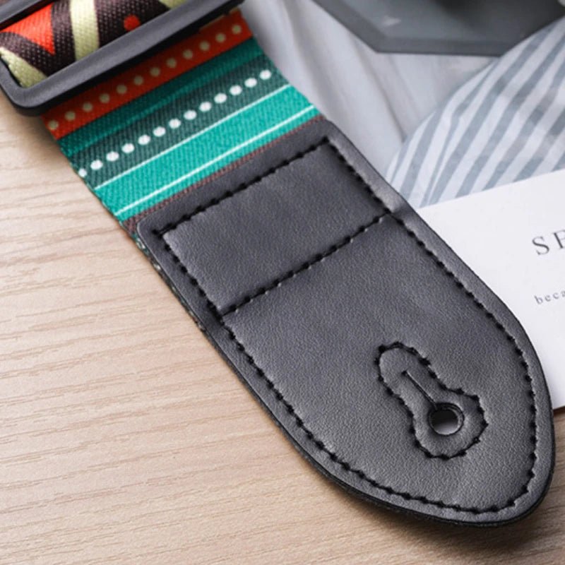 Fashion Retro Ethnic Style Guitar Strap – Adjustable Leather Strap for Folk Guitar, Electric Guitar, Bass, Ukulele - ZAMAR AUDIO SOLUTIONS
