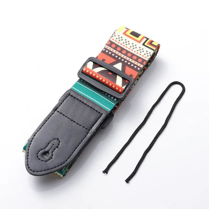 Fashion Retro Ethnic Style Guitar Strap – Adjustable Leather Strap for Folk Guitar, Electric Guitar, Bass, Ukulele - ZAMAR AUDIO SOLUTIONS