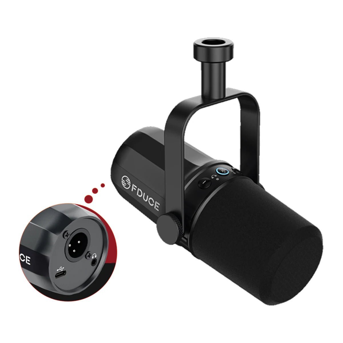 FDUCE SL40X USB XLR microphone Kenya white variant side view showing mute button and headphone output