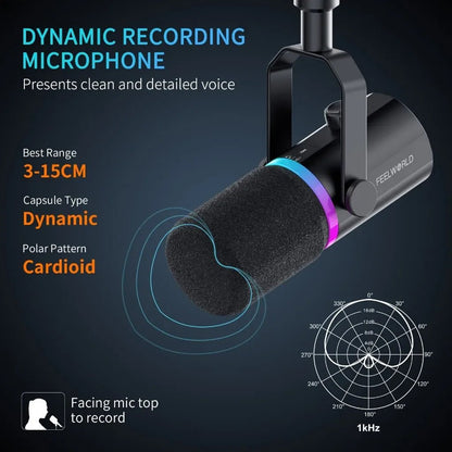 FEELWORLD PM1 Dynamic Microphone – XLR/USB for Podcasting, Recording, Gaming, and Live Streaming - ZAMAR AUDIO SOLUTIONS