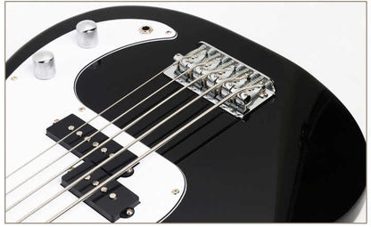 Fender 5-String Jazz Bass Kenya chrome saddle bridge and split pickup close-up detail