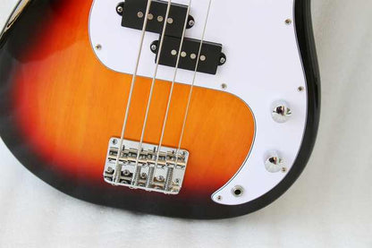 Fender Precision Bass Kenya sunburst body closeup showing split single-coil pickup, chrome bridge and tone controls