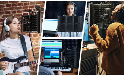 Foldable Microphone Isolation Shield – Studio Sound Absorbing Foam Reflector, Adjustable Vocal Soundproof Panel - ZAMAR AUDIO SOLUTIONS