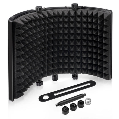 Foldable Microphone Isolation Shield – Studio Sound Absorbing Foam Reflector, Adjustable Vocal Soundproof Panel - ZAMAR AUDIO SOLUTIONS