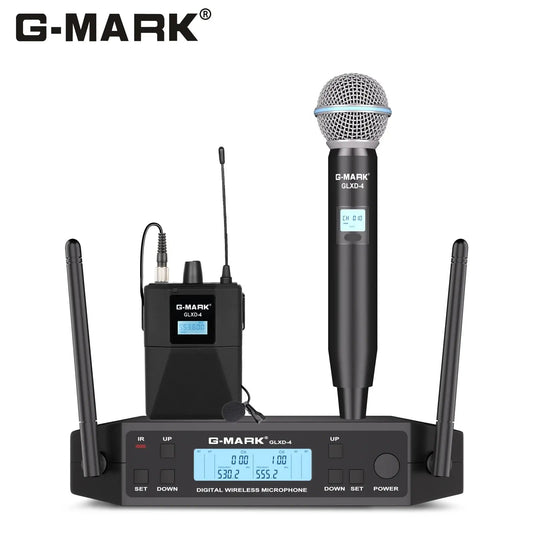 G-MARK GLXD4 Wireless Lavalier Microphone – UHF Professional Clip Mic & Headset with Adjustable Frequency (150M Range) - ZAMAR AUDIO SOLUTIONS