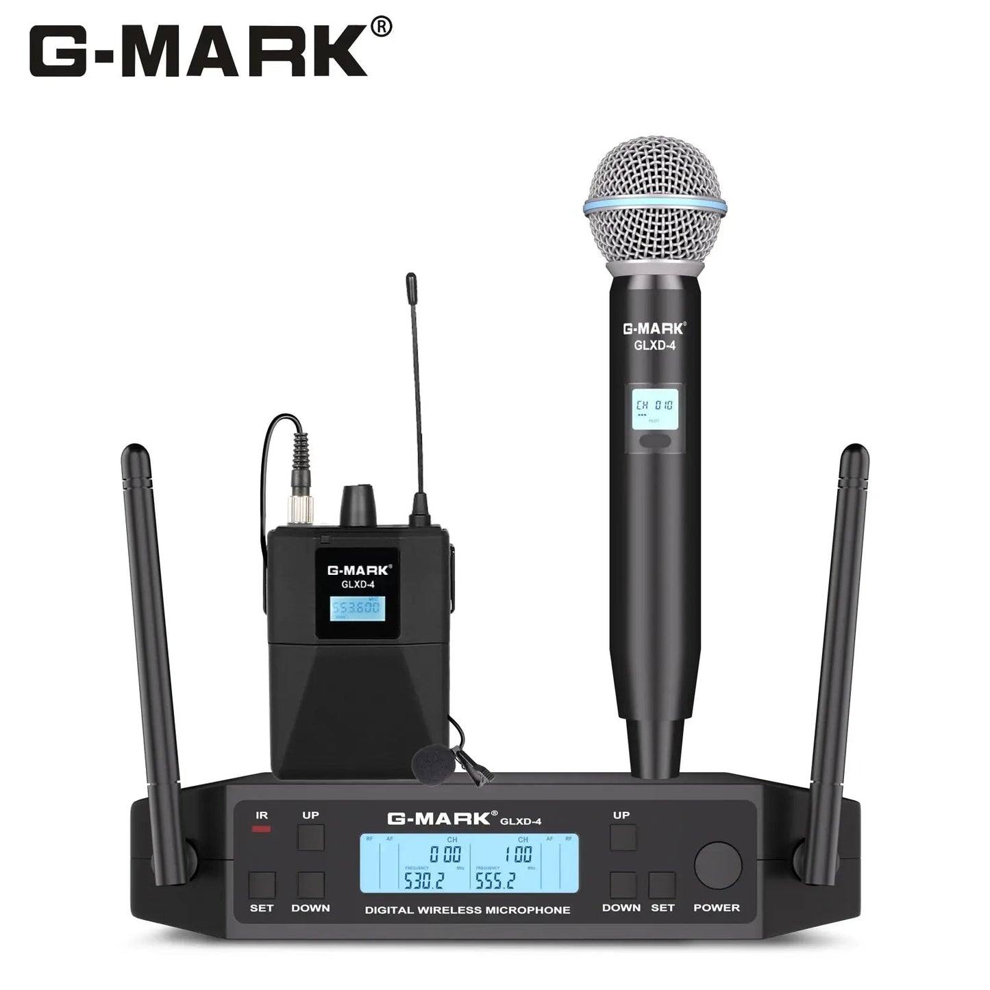 G - MARK GLXD4 Wireless Lavalier Microphone – UHF Professional Clip Mic & Headset with Adjustable Frequency (150M Range) - ZAMAR AUDIO SOLUTIONS