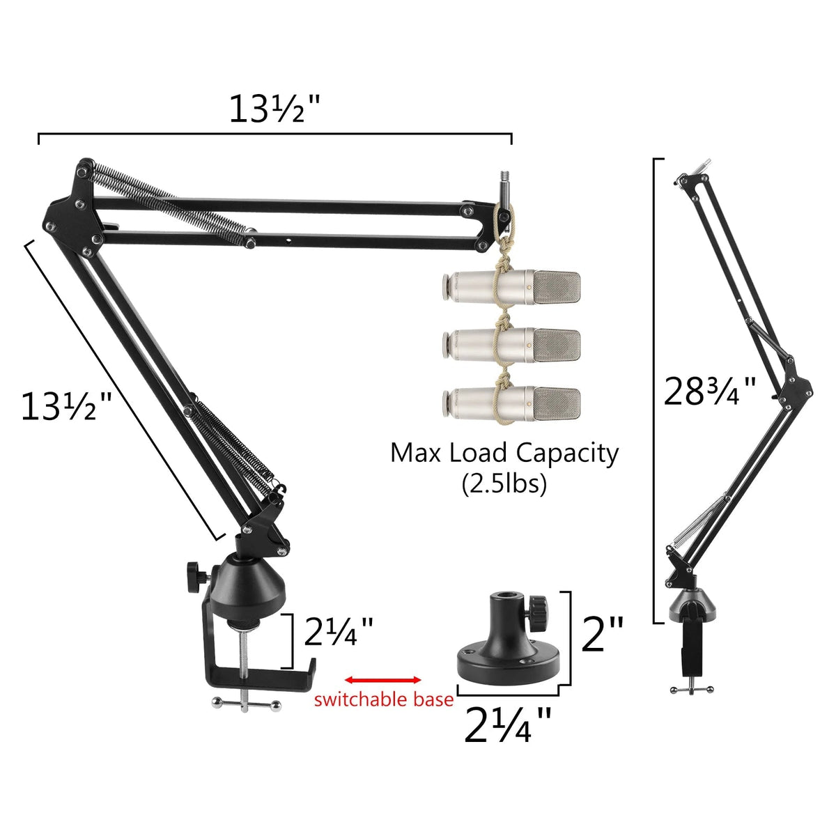 Geekria Microphone Arm Stand – Adjustable Boom Stand for Rode PodMic, NT-USB, NT1-A, NT1, and Other Standard Microphones - ZAMAR AUDIO SOLUTIONS