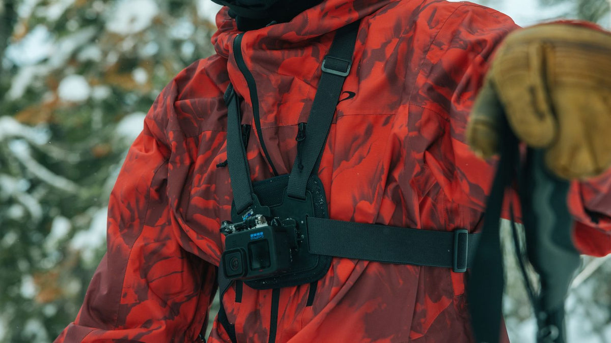 Athlete wearing GoPro chest mount for hands-free POV filming