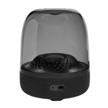 Harman Kardon Aura Studio 4 Kenya rear view showing power port and transparent dome on black base