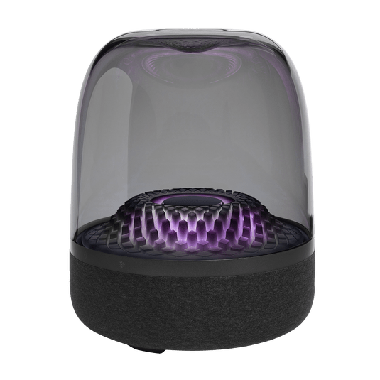 Harman Kardon Aura Studio 4 Kenya front view with purple ambient lighting glowing through dome