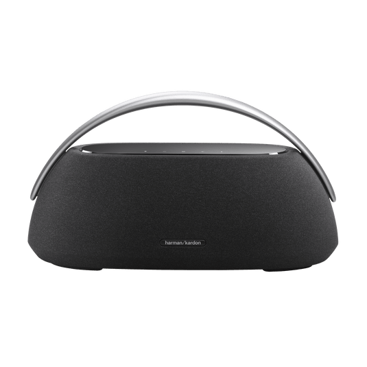 Harman Kardon Go Play 3 Kenya black speaker front view showing speaker grille and aluminum handle