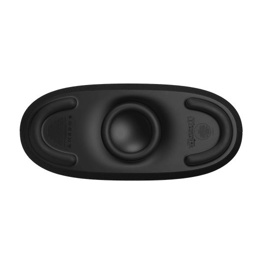 Harman Kardon Go Play 3 Kenya bottom view showing subwoofer driver, rubber feet and port vents