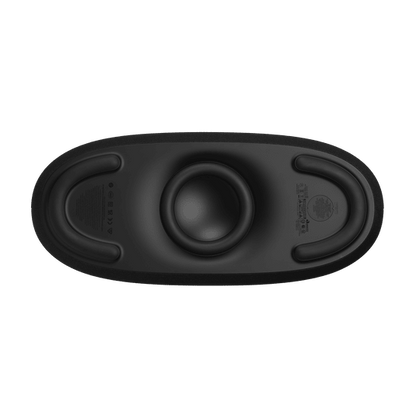 Harman Kardon Go Play 3 Kenya bottom view showing subwoofer driver, rubber feet and port vents