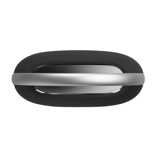 Harman Kardon Go Play 3 Kenya top-down view showing polished silver aluminum handle across body