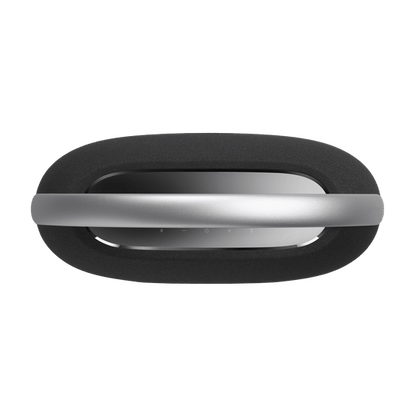 Harman Kardon Go Play 3 Kenya top-down view showing polished silver aluminum handle across body