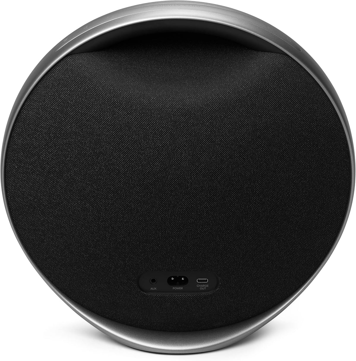 Harman Kardon Onyx Studio 9 Kenya — rear view showing AUX, power button and USB-C charge-out port
