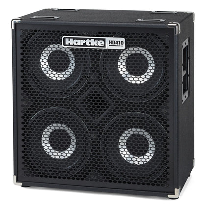 Hartke HD410 bass cabinet Kenya — angled front view showing steel grille and four 10-inch HyDrive drivers