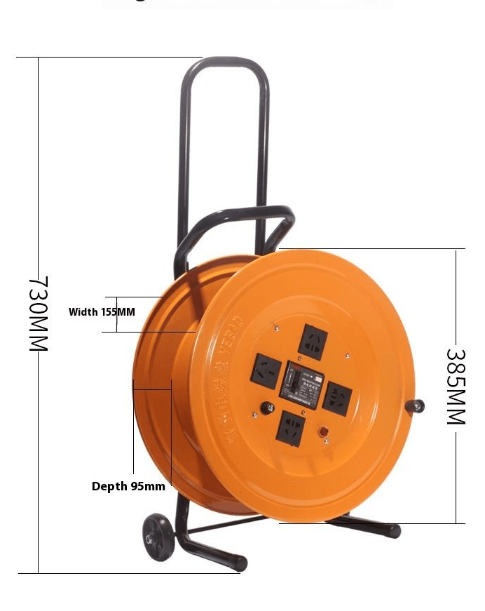 Heavy-duty 100m extension cord reel Kenya with 2.5mm copper cable on steel frame