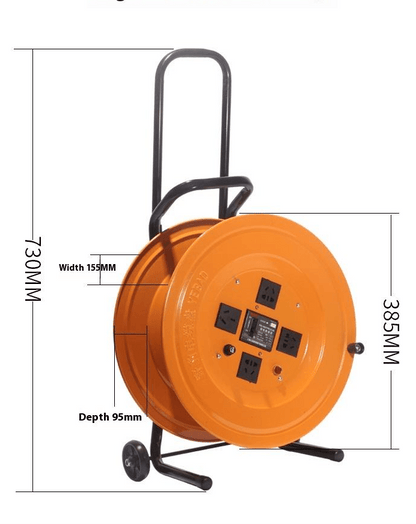 Heavy-duty 100m extension cord reel Kenya with 2.5mm copper cable on steel frame
