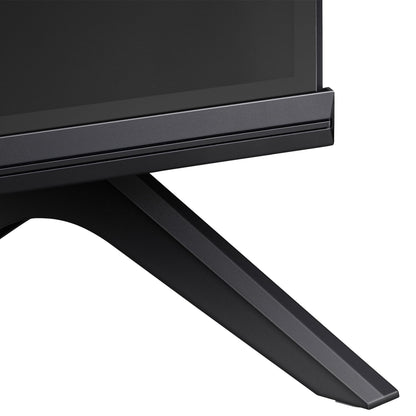 Hisense 32A4KEN Kenya close-up of angular black stand leg and bottom bezel on white background