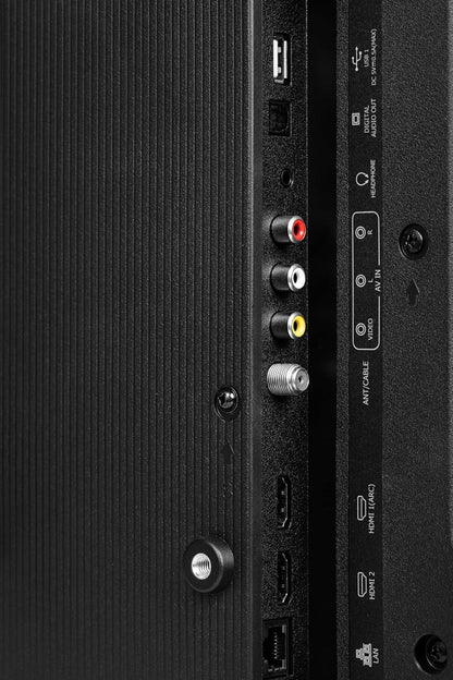 Hisense 32A4KEN Kenya rear port close-up showing HDMI ARC, HDMI 2, USB, AV In, LAN, and antenna input
