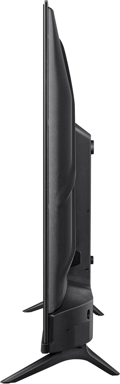 Hisense 32A4KEN Kenya left side profile view showing slim chassis depth and stand leg on white background