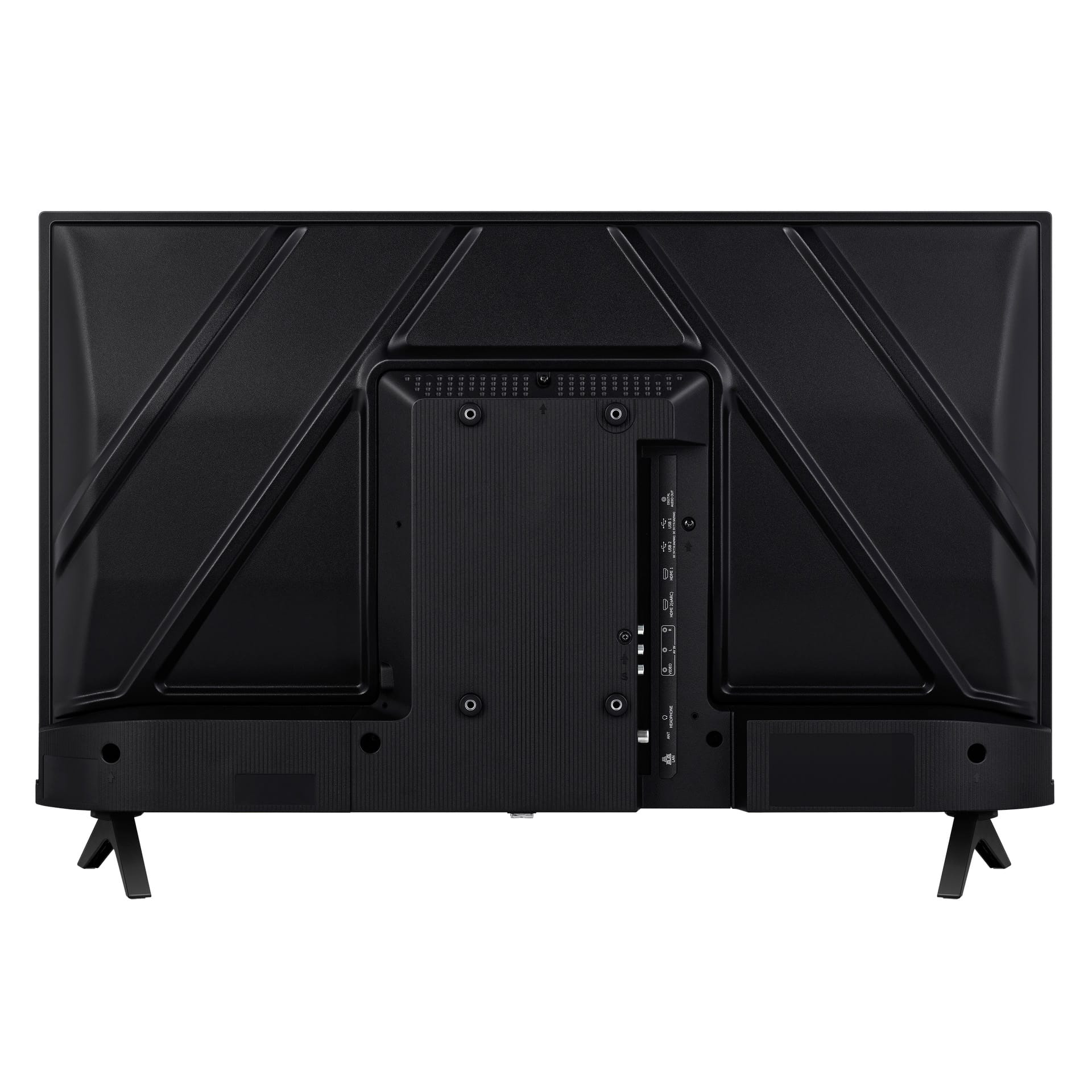 Hisense 43A4KEN Kenya rear panel view showing port cluster and VESA mount area on black chassis