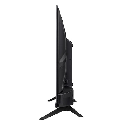 Hisense 43A4KEN Kenya left side profile showing slim chassis depth and stand foot design`