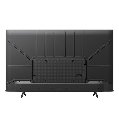 Hisense 50A6KEN Kenya rear panel full view showing VESA mount plate, structural ribbing, and dual stand legs