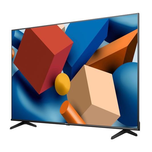 Hisense 50A6KEN Kenya 50-inch 4K UHD Smart Frameless TV, 3/4 front-left angle, vivid 4K display on white background