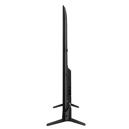 Hisense 50A6KEN Kenya side profile showing ultra-slim panel depth, side-mounted ports, and single centre stand leg