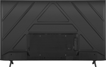 Hisense 65A6NKEN Kenya rear panel view showing VESA mount plate, structural ribbing and stand legs