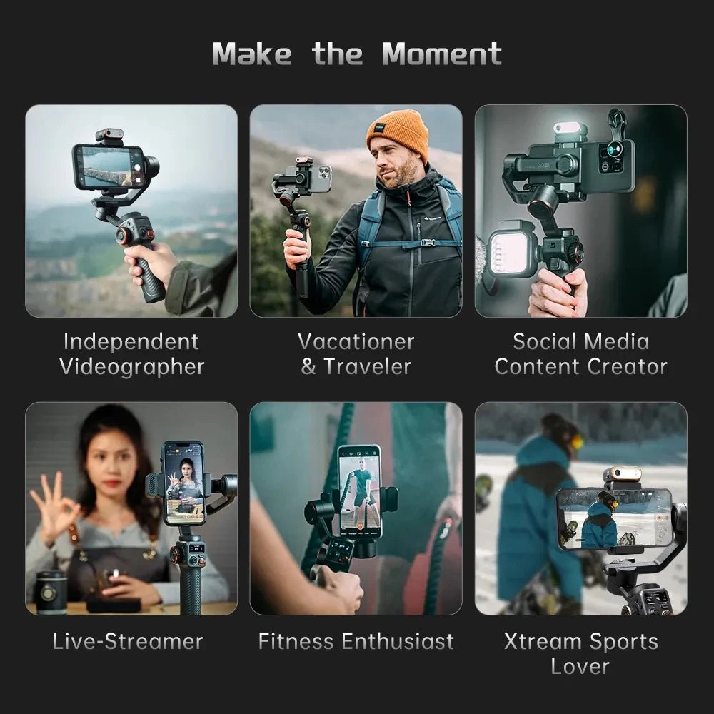 Hohem iSteady M6 Handheld Gimbal Stabilizer – Selfie Tripod for Smartphone, AI Magnetic Fill Light, Full Color Video Lights - ZAMAR AUDIO SOLUTIONS