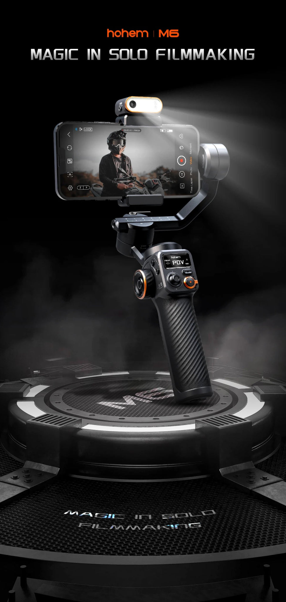 Hohem iSteady M6 Handheld Gimbal Stabilizer – Selfie Tripod for Smartphone, AI Magnetic Fill Light, Full Color Video Lights - ZAMAR AUDIO SOLUTIONS