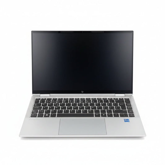 HP EliteBook 1030 G8 Kenya front view open showing full keyboard and Intel Evo badge on silver chassis