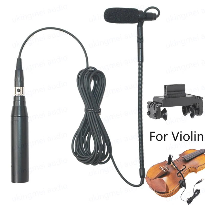 HTDZ TA3 Gooseneck Microphone – Condenser Mic for Violin, Viola, and Fiddle with AKG Bodypack Transmitter Compatibility - ZAMAR AUDIO SOLUTIONS