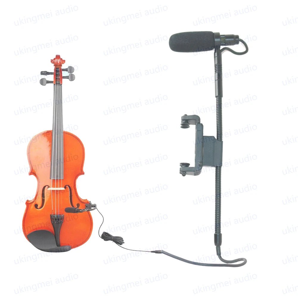 HTDZ TA3 Gooseneck Microphone – Condenser Mic for Violin, Viola, and Fiddle with AKG Bodypack Transmitter Compatibility - ZAMAR AUDIO SOLUTIONS