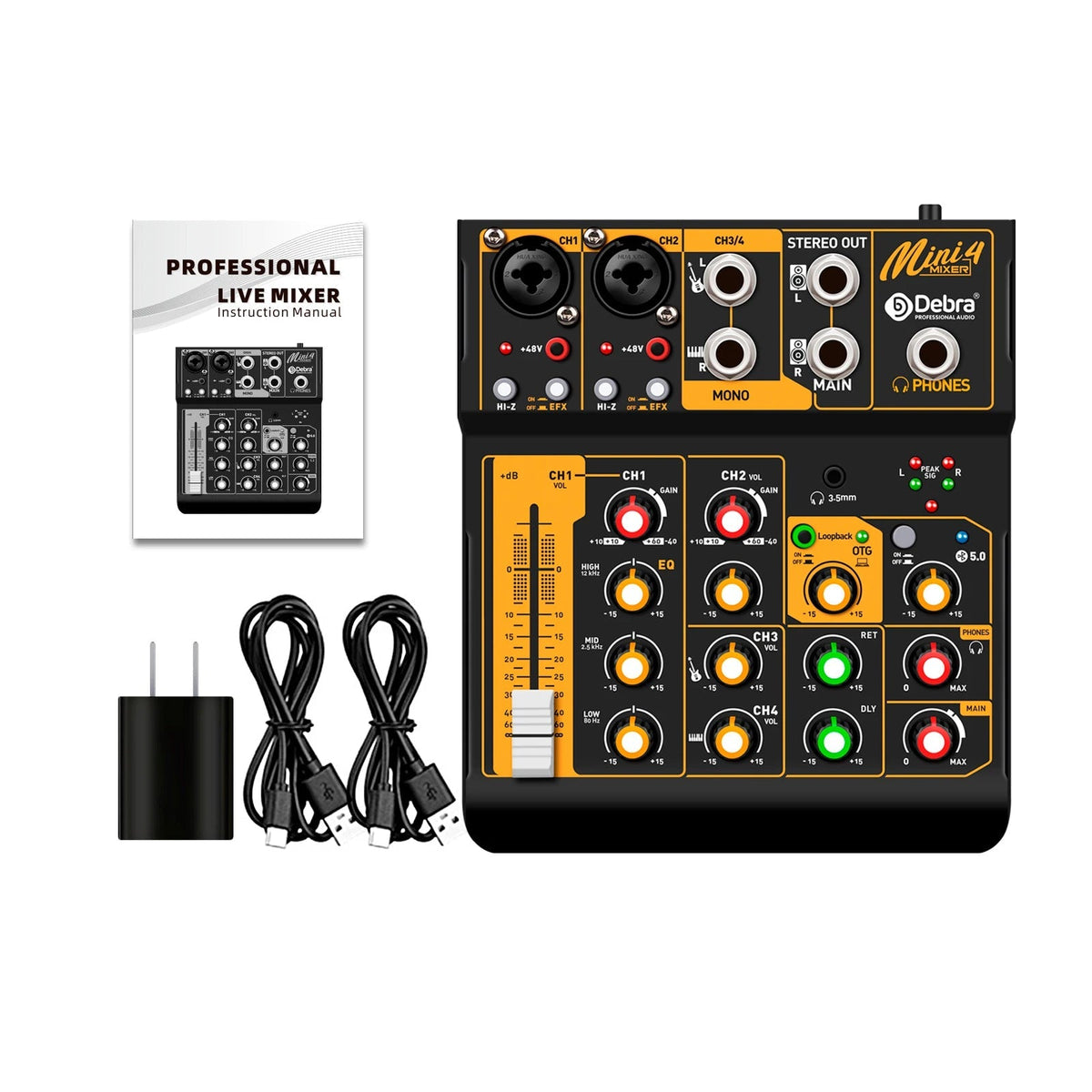 IKGE Mini6 Metal Audio Interface Mixer – 6-Channel DJ Console with XLR 48V Power Supply, Delayed Playback Effects for PC Recording, Bands, and Podcasters - ZAMAR AUDIO SOLUTIONS