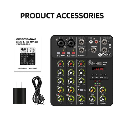 IKGE V8 8-Channel Audio Mixer DJ Console – Bluetooth 5.0, 48V Phantom Power, Delayed Replay Effects for Karaoke, PC Recording, and Podcasting - ZAMAR AUDIO SOLUTIONS