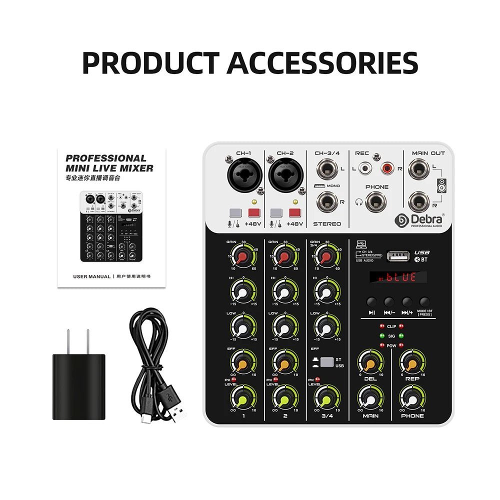 IKGE V8 8-Channel Audio Mixer DJ Console – Bluetooth 5.0, 48V Phantom Power, Delayed Replay Effects for Karaoke, PC Recording, and Podcasting - ZAMAR AUDIO SOLUTIONS