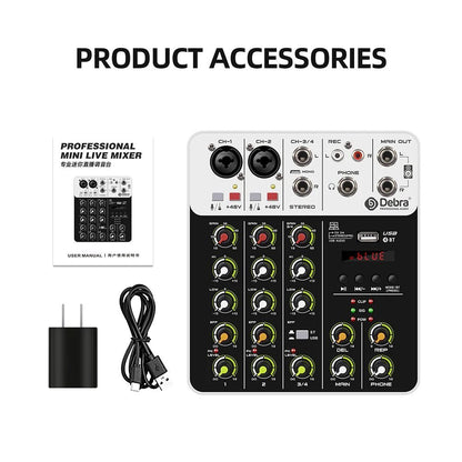IKGE V8 8-Channel Audio Mixer DJ Console – Bluetooth 5.0, 48V Phantom Power, Delayed Replay Effects for Karaoke, PC Recording, and Podcasting - ZAMAR AUDIO SOLUTIONS